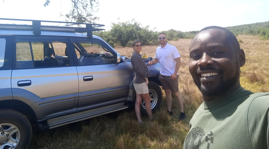 Happy people enjoying the savanna